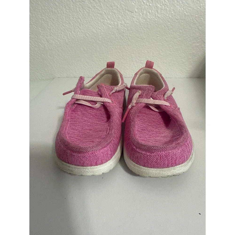 Eddie Bauer Roslyn Kids Pink Fabric Moc Toe Slip On Sneakers Size 12